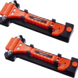 Amazon Basics Emergency Seat Belt Cutter and Window Hammer Tool, Car Accessories, 2 Pack, SW-835